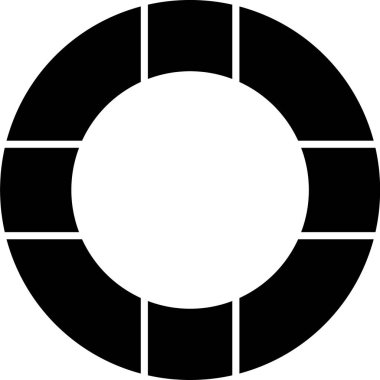 Siyah Lifebuoy simgesi beyaz arkaplanda izole edildi. Can simidi sembolü. Vektör İllüstrasyonu