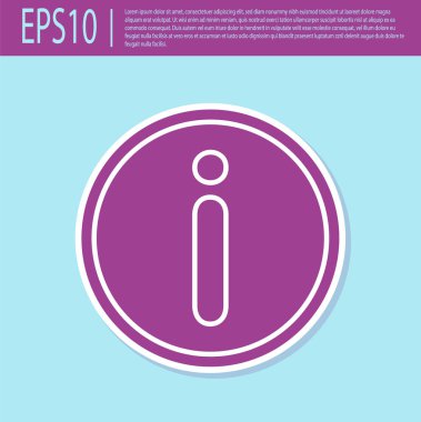 Retro mor bilgi simgesi turkuaz arka planda izole edildi. Vektör İllüstrasyonu