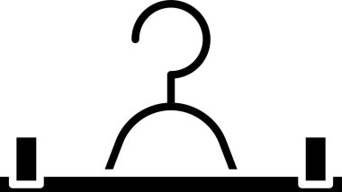 Siyah Askı gardırop simgesi beyaz arka plan üzerinde izole. Vestiyer simgesi. Giysi servisi sembolü. Çamaşır askısı işareti. Vektör İllüstrasyonu