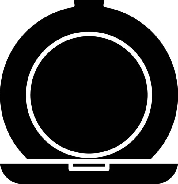 Μαύρη πούδρα μακιγιάζ με εικονίδιο καθρέφτη που απομονώνεται σε λευκό φόντο. Εικονογράφηση διανύσματος — Διανυσματικό Αρχείο