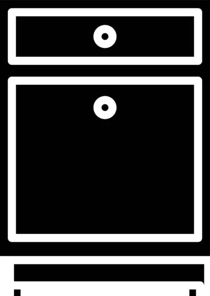 Muebles negros icono de la mesa de noche aislado sobre fondo blanco. Ilustración vectorial — Vector de stock