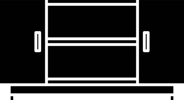 Mesa de TV negra icono de pie aislado sobre fondo blanco. Ilustración vectorial — Vector de stock