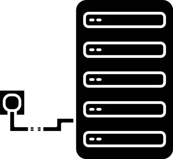 Icona del server nero isolato su sfondo bianco. Regolazione app, concetto di servizio, opzioni di impostazione, manutenzione, riparazione, fissaggio. Illustrazione vettoriale — Vettoriale Stock