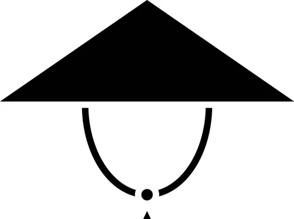 Μαύρο ασιατικό κωνικό καπέλο εικονίδιο απομονώνονται σε λευκό φόντο. Κινέζικο κωνικό ψάθινο καπέλο. Εικονογράφηση διανύσματος — Διανυσματικό Αρχείο