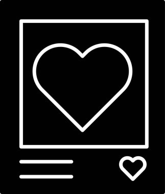 Siyah boş fotoğraf çerçeveleri ve beyaz arka planda izole edilmiş kalp simgeleri. Sevgililer Günü sembolü. Vektör İllüstrasyonu