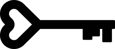 Siyah Anahtar 'ın kalp şekli simgesi beyaz arkaplanda izole edildi. Sevgililer Günü sembolü. Vektör İllüstrasyonu