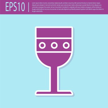 Turkuaz arka planda izole edilmiş mor ortaçağ kadeh ikonu. Vektör İllüstrasyonu