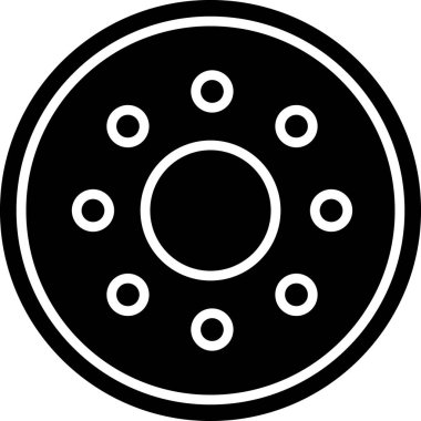 Siyah yuvarlak tahta kalkan ikonu beyaz arkaplanda izole edilmiş. Güvenlik, güvenlik, koruma, mahremiyet, koruma kavramı. Vektör İllüstrasyonu