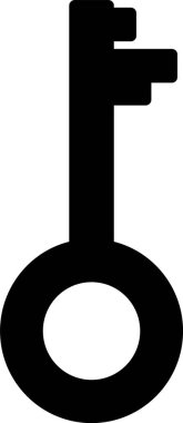 Beyaz arkaplanda siyah eski anahtar simgesi izole edildi. Vektör İllüstrasyonu