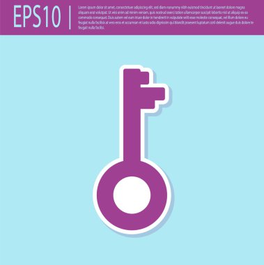 Retro mor anahtar simgesi turkuaz arka planda izole edildi. Vektör İllüstrasyonu