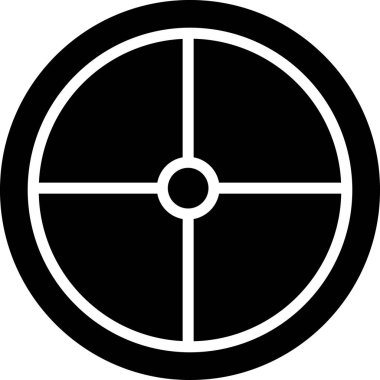 Siyah yuvarlak tahta kalkan ikonu beyaz arkaplanda izole edilmiş. Güvenlik, güvenlik, koruma, mahremiyet, koruma kavramı. Vektör İllüstrasyonu