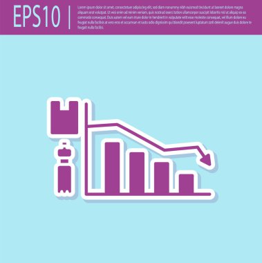 Retro mor ekoloji bilgi simgesi turkuaz arka planda izole edildi. Vektör İllüstrasyonu