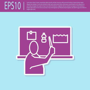 Retro mor durdurma plastik kirliliği simgesi turkuaz arka planda izole edildi. Ekolojik poster. Vektör İllüstrasyonu