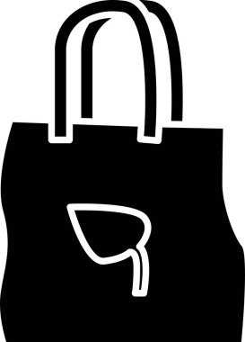 Beyaz zemin üzerinde geri dönüşüm simgesi olan siyah kağıt alışveriş torbası. Geri dönüşüm sembollü çanta. Vektör İllüstrasyonu