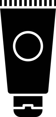 Beyaz arka planda siyah krem ya da losyon kozmetik tüp ikonu var. Erkekler için vücut bakım ürünleri. Vektör İllüstrasyonu