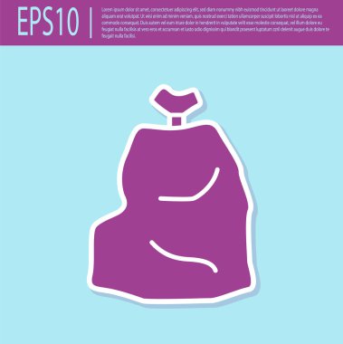 Turkuaz arka planda izole edilmiş mor çöp torbası ikonu. Vektör İllüstrasyonu