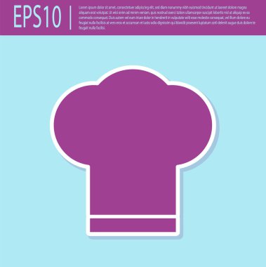 Retro mor aşçı şapkası simgesi turkuaz arka planda izole edildi. Aşçılık sembolü. Aşçı şapkası. Vektör İllüstrasyonu