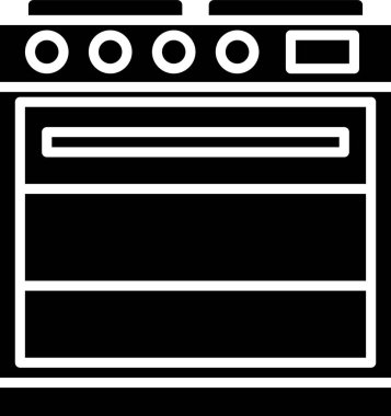 Siyah Fırın simgesi beyaz arka planda yalıtılmış. Soba gazlı fırın işareti. Vektör İllüstrasyonu