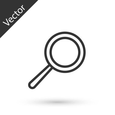 Beyaz arka planda izole edilmiş gri çizgi tava simgesi. Kızartma veya kızartma gıda sembolü. Vektör İllüstrasyonu