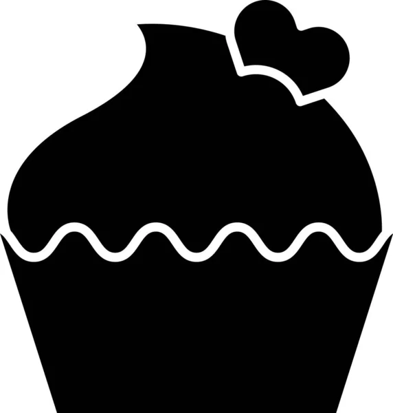 Pastel de boda negro con icono del corazón aislado sobre fondo blanco. Símbolo de San Valentín. Ilustración vectorial — Archivo Imágenes Vectoriales