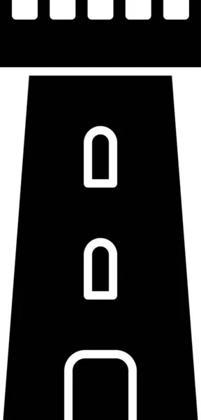 Черный замок башня значок изолирован на белом фоне. Знак крепости. Векторная миграция — стоковый вектор