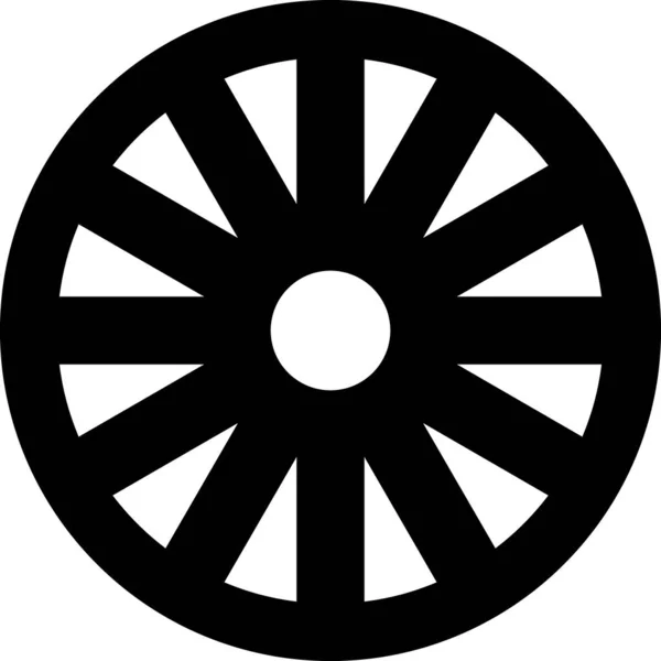 Black Old icona della ruota in legno isolato su sfondo bianco. Illustrazione vettoriale — Vettoriale Stock
