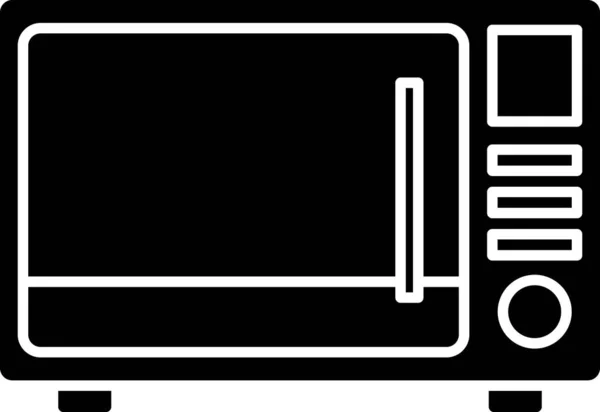 Czarna ikona kuchenki mikrofalowej izolowana na białym tle. Ikona urządzeń gospodarstwa domowego. Ilustracja wektora — Wektor stockowy