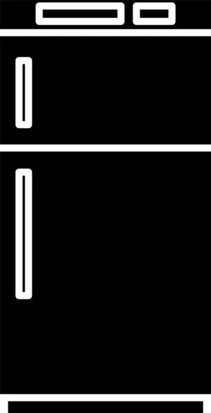 Czarna ikona Lodówka izolowana na białym tle. Lodówka z zamrażarką. Technika i urządzenia gospodarstwa domowego. Ilustracja wektora — Wektor stockowy