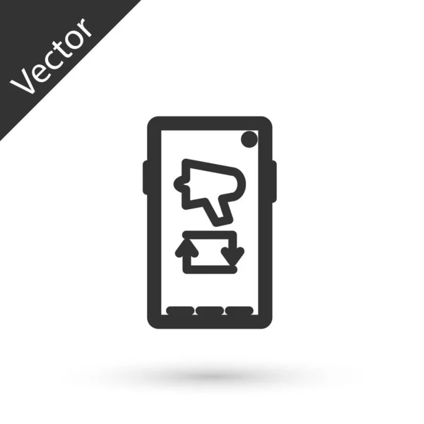 Graue Linie Verbreiten Sie das Wort, Megafon auf Handy-Symbol isoliert auf weißem Hintergrund. Vektorillustration — Stockvektor