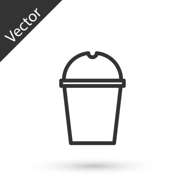 Línea gris Icono de vidrio y agua de papel aislado sobre fondo blanco. Un vaso de refresco. Símbolo de bebida fría fresca. Ilustración vectorial — Vector de stock