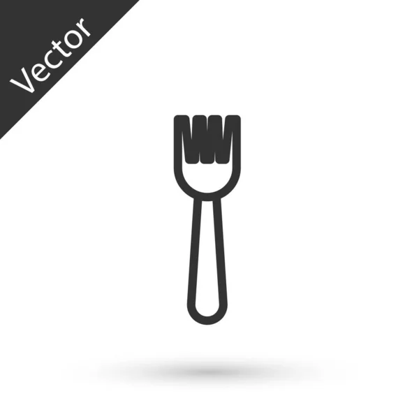 Grey line Disposable plastic fork icon isolated on white background. Vector Illustration — 스톡 벡터