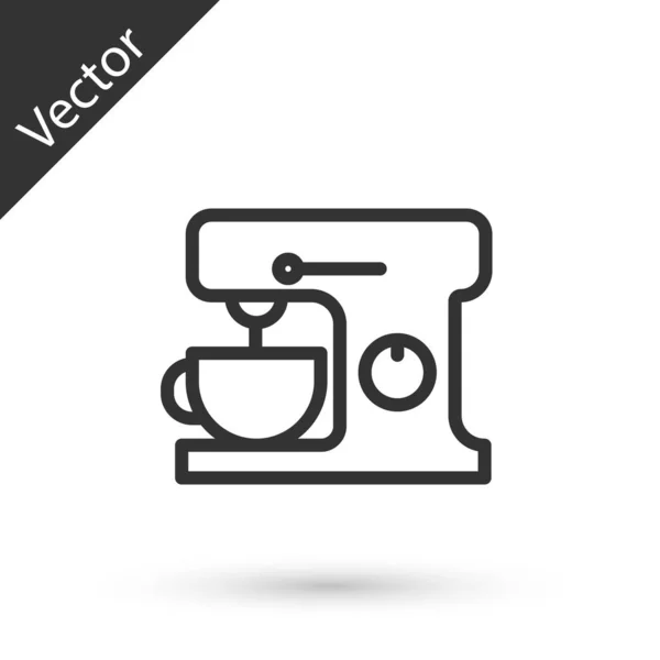 Línea gris Icono de mezclador eléctrico aislado sobre fondo blanco. Licuadora de cocina. Ilustración vectorial — Vector de stock