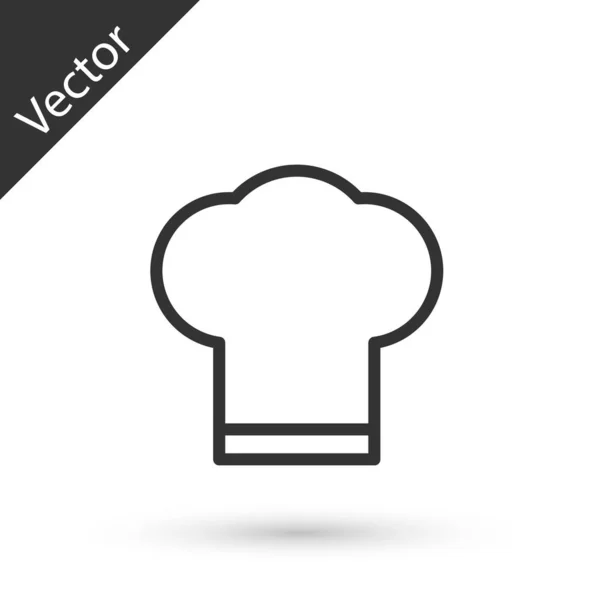 Ligne grise Chapeau de chef icône isolé sur fond blanc. Symbole de cuisson. Chapeau de cuisine. Illustration vectorielle — Image vectorielle