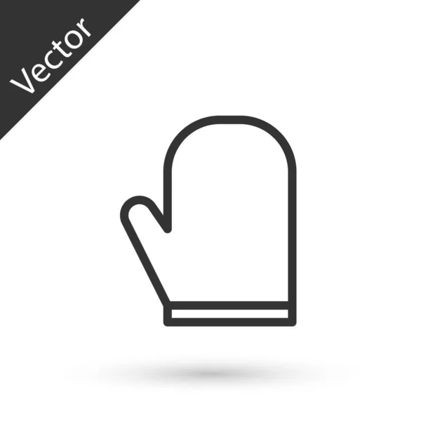 Graue Linie Ofenhandschuh-Symbol isoliert auf weißem Hintergrund. Topflappen in der Küche. Kochhandschuh. Vektorillustration — Stockvektor