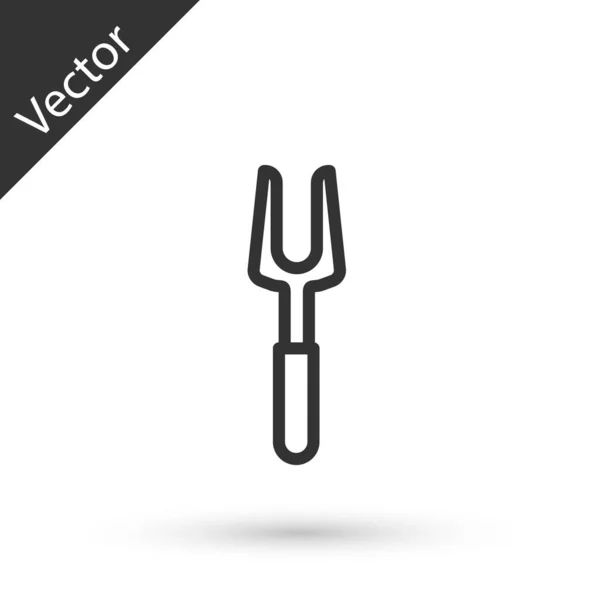 Grey line Barbecue fork icon isolated on white background. BBQ fork sign. Barbecue and grill tool. Vector Illustration — Stock Vector