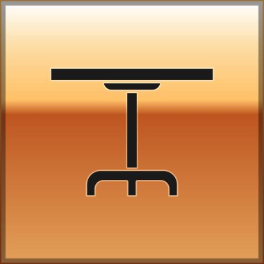 Siyah yuvarlak masa simgesi altın arka planda izole edilmiş. Vektör İllüstrasyonu