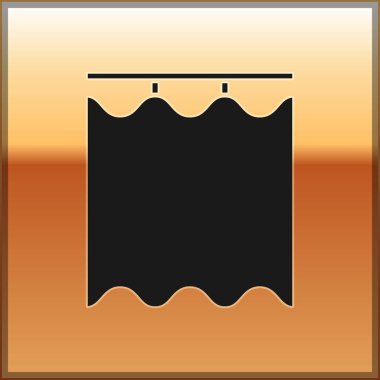 Altın arkaplanda siyah perde simgesi izole edildi. Vektör İllüstrasyonu