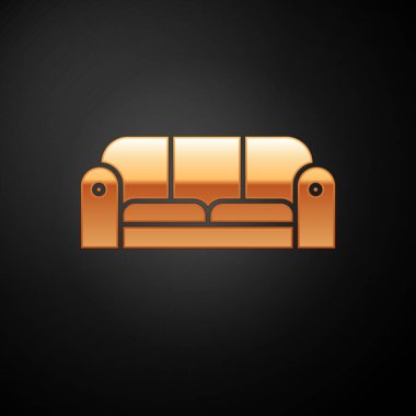 Gold Sofa icon isolated on black background. Vector Illustration clipart