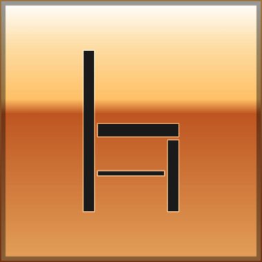 Altın arka planda siyah koltuk ikonu izole edildi. Vektör İllüstrasyonu