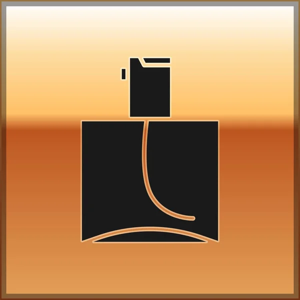 Zwart parfum pictogram geïsoleerd op gouden achtergrond. Vector Illustratie — Stockvector