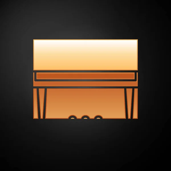 Icono de piano Gold Grand aislado sobre fondo negro. Instrumento musical. Ilustración vectorial — Archivo Imágenes Vectoriales