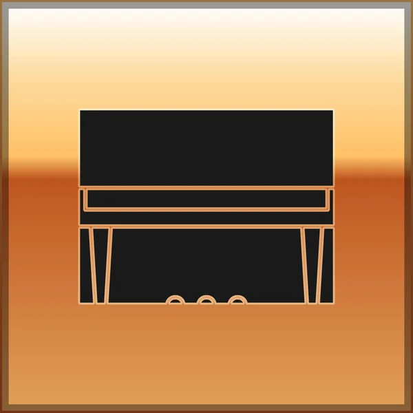 Icono de piano Black Grand aislado sobre fondo dorado. Instrumento musical. Ilustración vectorial — Archivo Imágenes Vectoriales