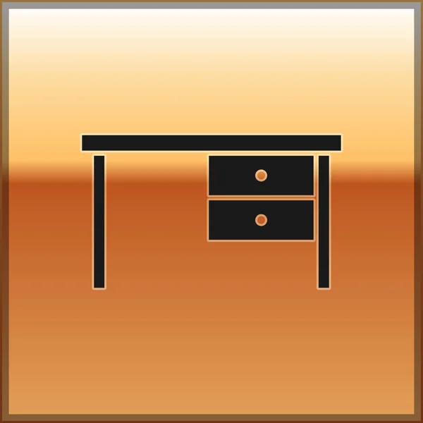 Icono de escritorio de Black Office aislado sobre fondo dorado. Ilustración vectorial — Vector de stock