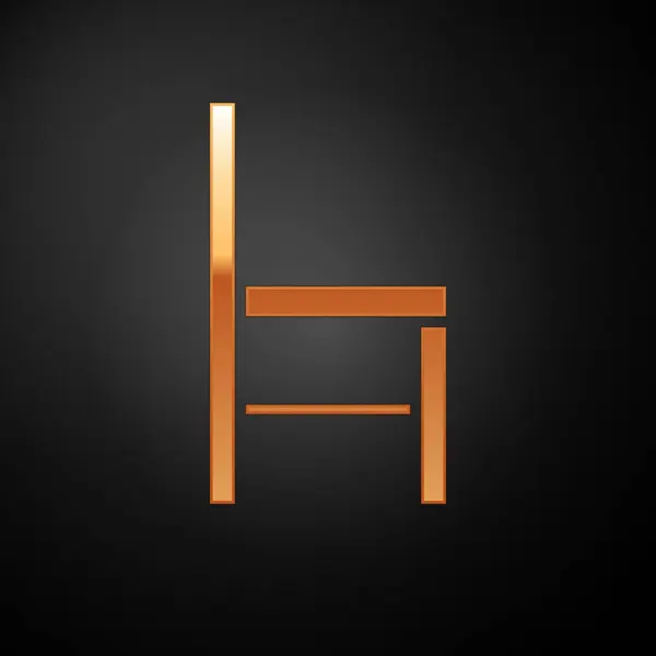 Icono de silla dorada aislado sobre fondo negro. Ilustración vectorial — Vector de stock