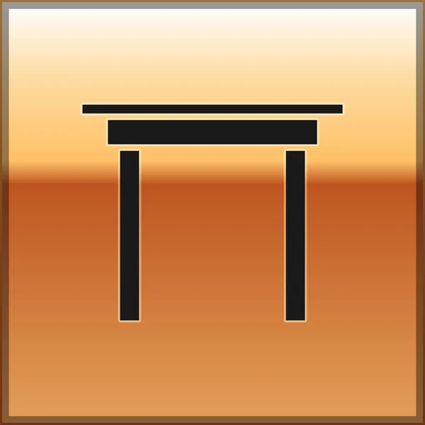 Icône de table en bois noir isolé sur fond or. Illustration vectorielle — Image vectorielle