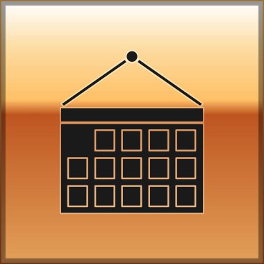 Siyah Takvim simgesi altın arkaplanda izole edildi. Olay hatırlatma sembolü. Vektör İllüstrasyonu