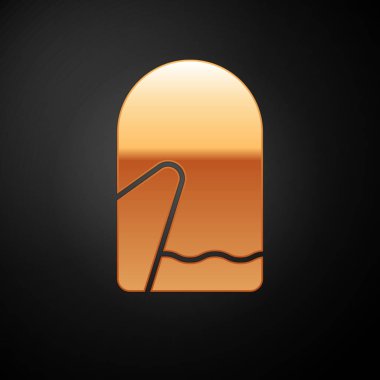 Siyah arka planda izole edilmiş altın Noel eldiveni ikonu. Vektör İllüstrasyonu