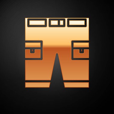 Siyah arkaplanda altın rengi kısa pantolon simgesi var. Vektör İllüstrasyonu