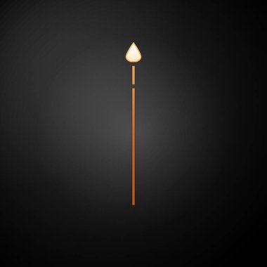 Altın Ortaçağ mızrak ikonu siyah arka planda izole edilmiş. Ortaçağ silahı. Vektör İllüstrasyonu