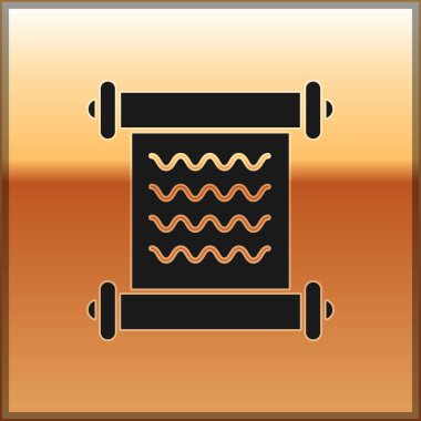 Siyah KHK, kağıt, parşömen, parşömen simgesi. Altın arkaplanda izole edilmiş. Vektör İllüstrasyonu